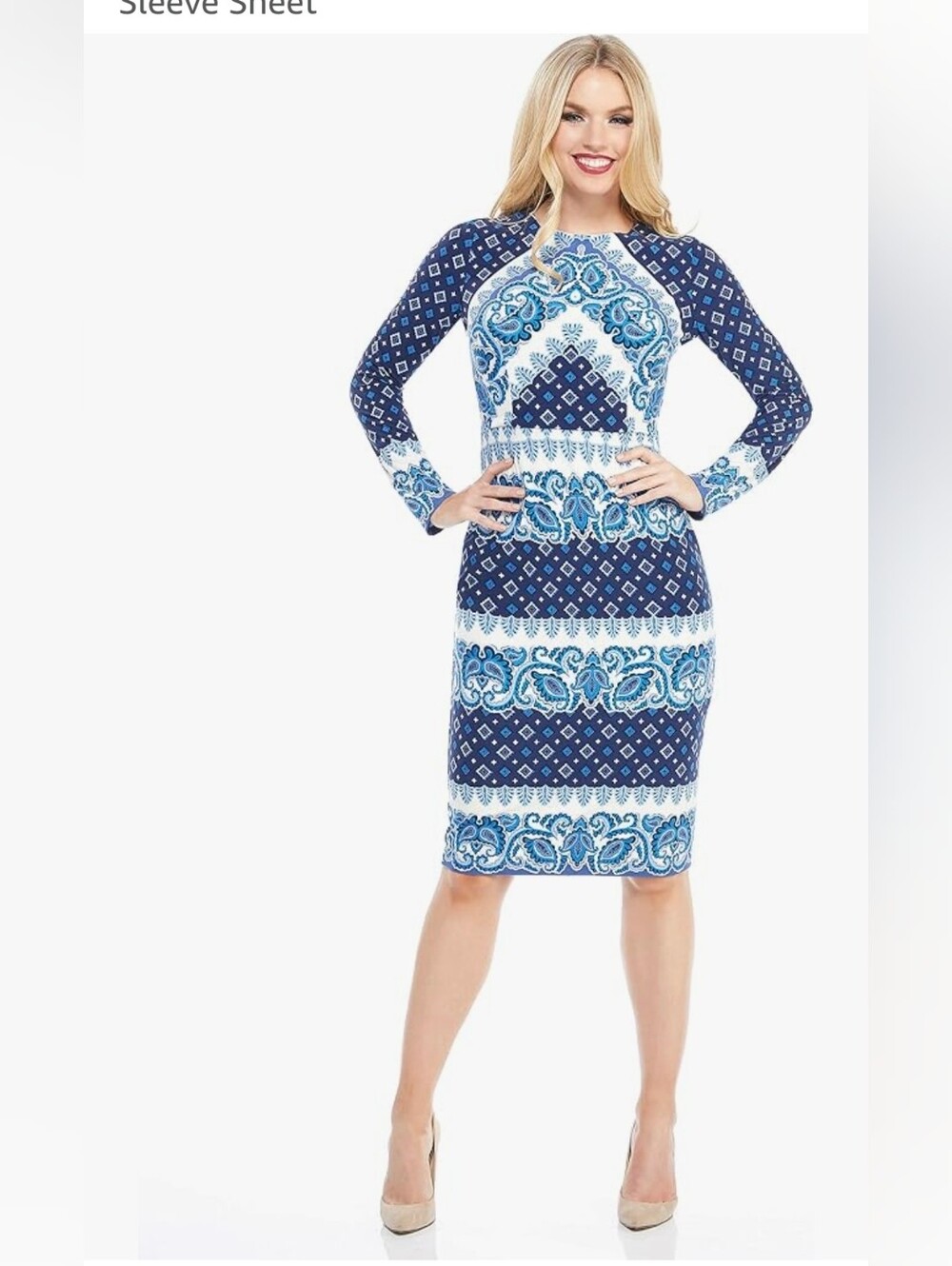 Size -4- Maggy London Blue & White Paisley Print Dress